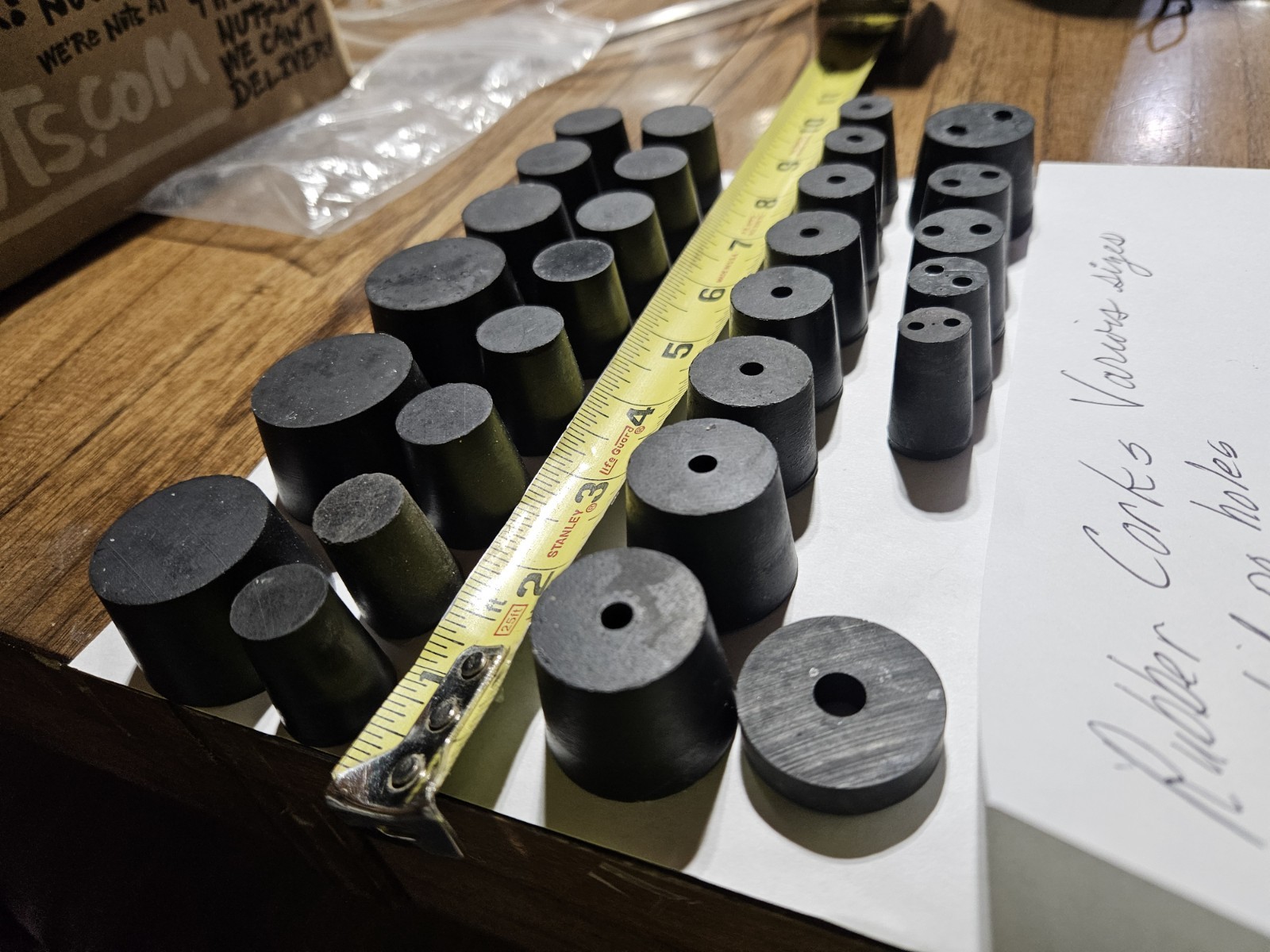 28 Rubber Stoppers, assorted sizes, Black Tapered Lab B