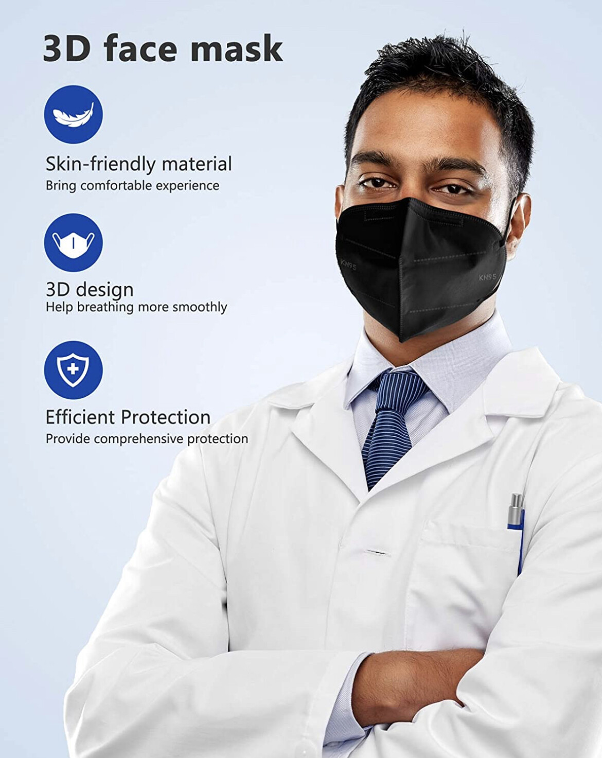 10/50Pcs Black KN95 Protective 5 Layer Face Mask BFE 95% Disposable Kids Masks