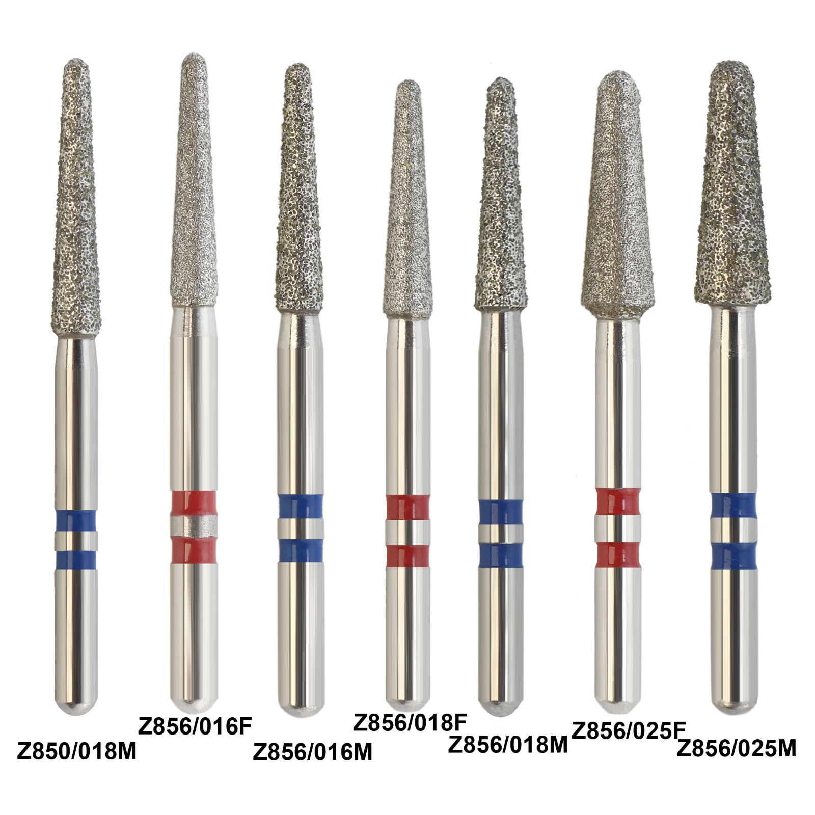 Dental Diamond Burs Round End Taper Zirconia Adjustment FrictionGrip Fine Medium