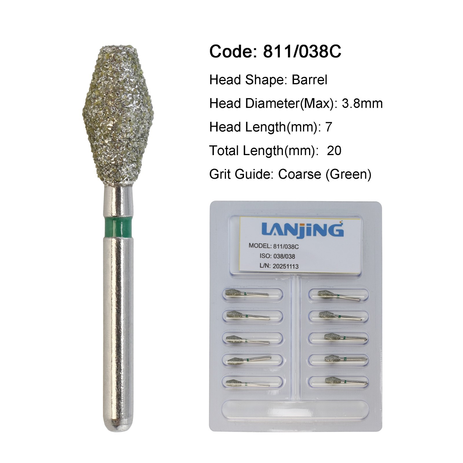 Dental Burs Diamond Round End Taper Surgical Long Ball Barrel FG for High Speed