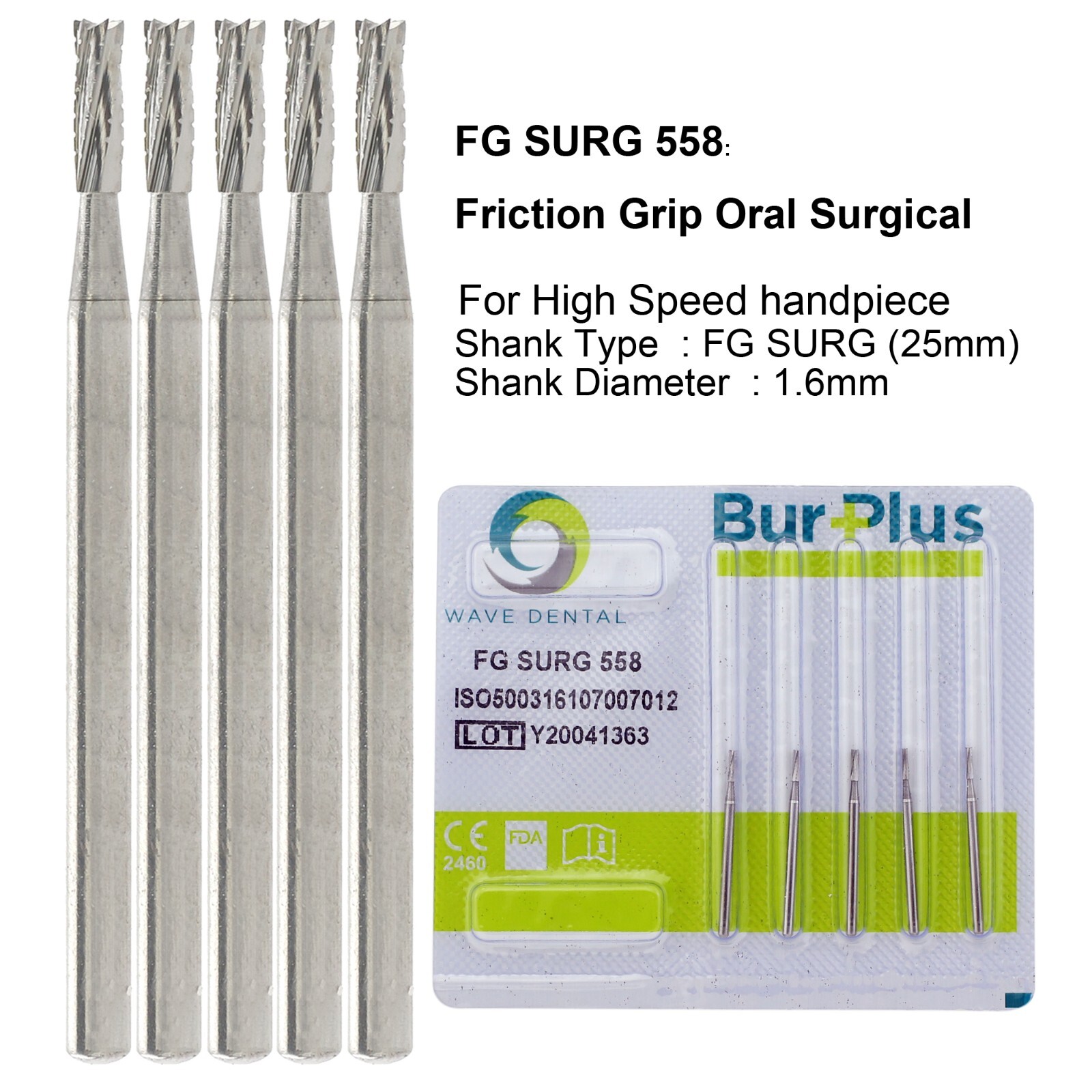 Wave Dental Surgical Bur Round Long 25mm Carbide Bur Friction Grip FG High Speed