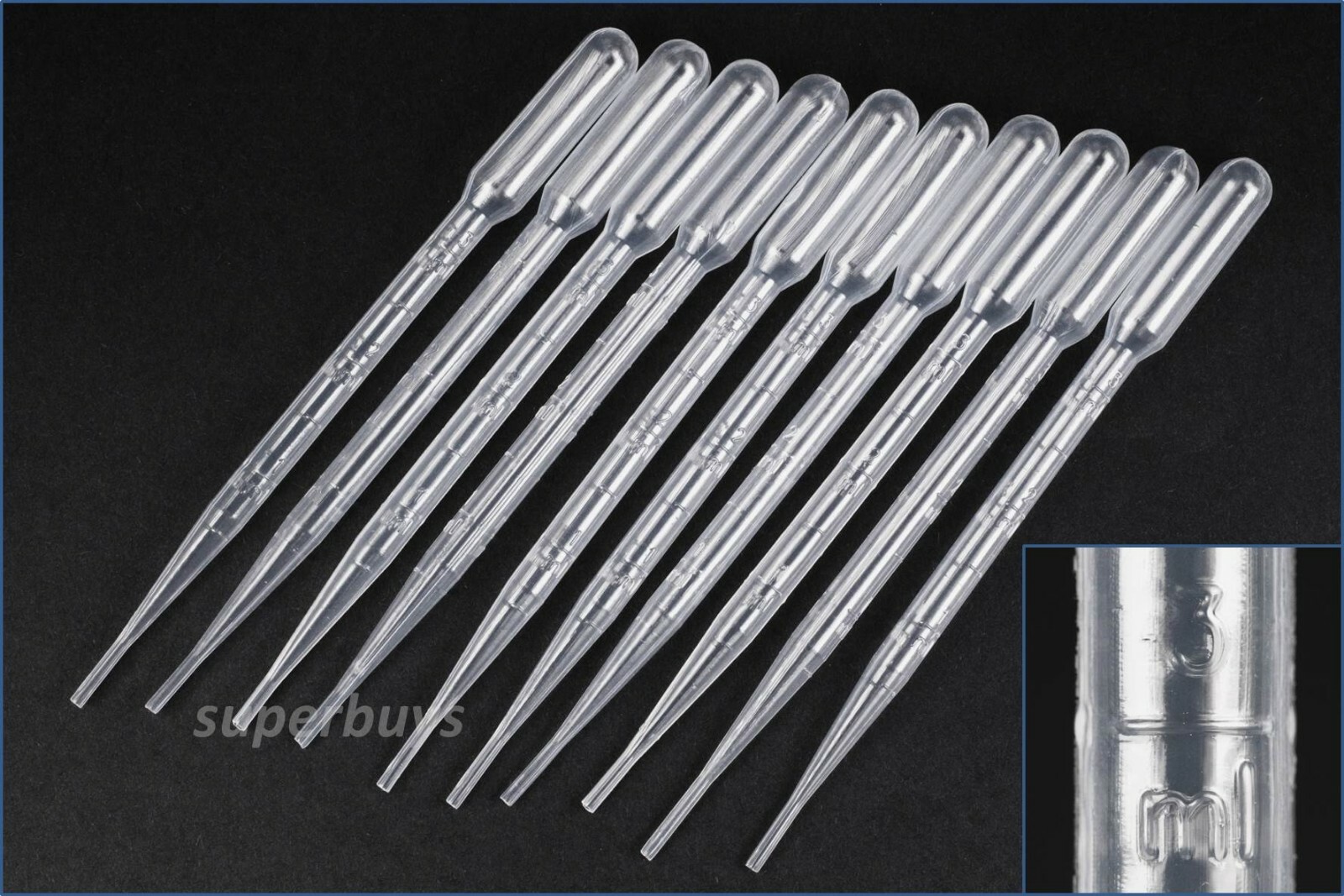 10pcs 3ml Disposable Transfer Dropper Pipette Pasteur Plastic Lab Supply Tapered