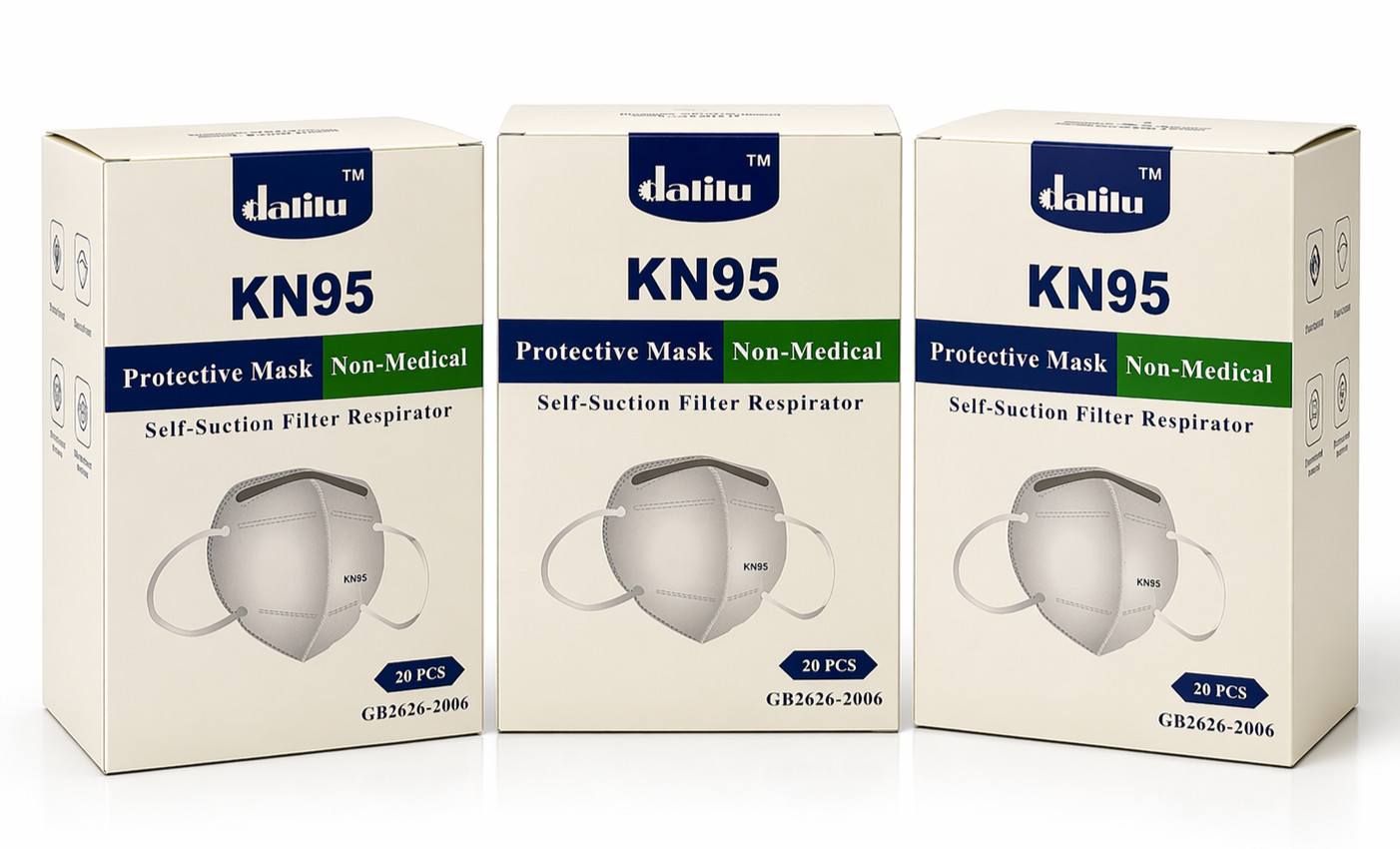 3-PACK KN95 Face Mask Ear Loop Self Suction Filter Respirator (60pc)
