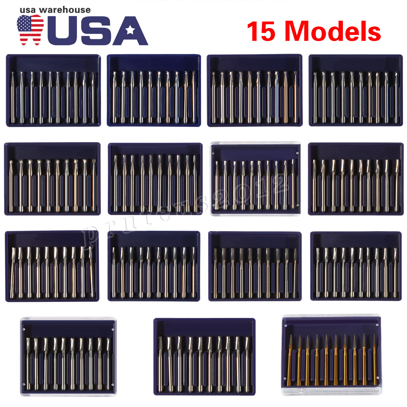 USA Dental Carbide Burs FG Round 19mm/Surgical Burs 25mm 40 Types For High Speed