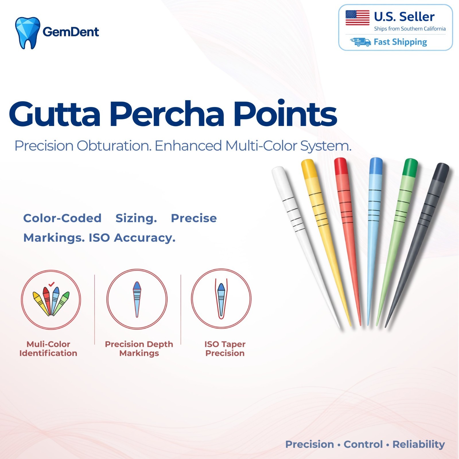 GemDent Gutta Percha Points .02 .04 .06 F1 F2 F3 Standard Multicolor Endo Marked