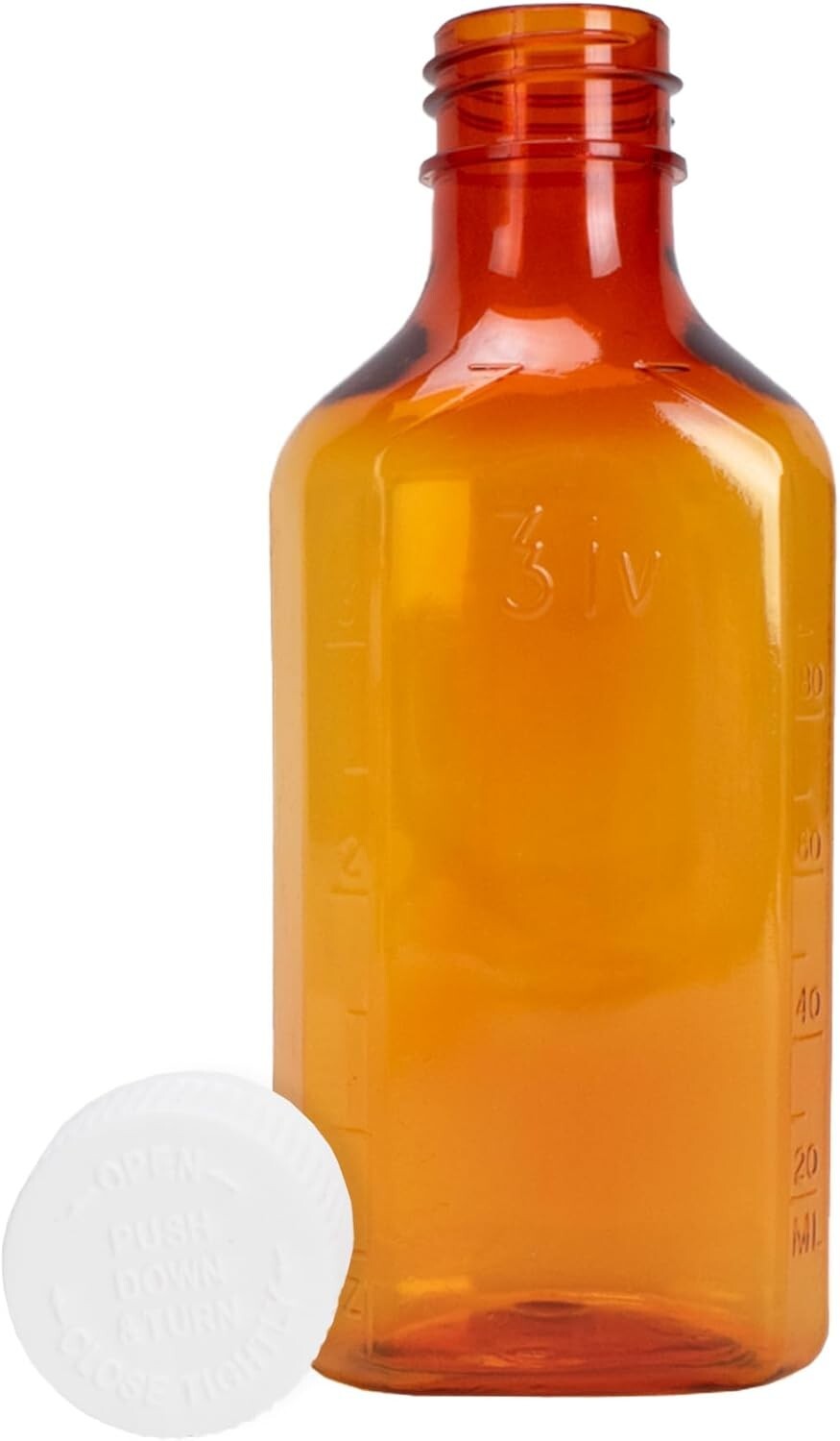 Generic Plastic Amber Oval Liquid Medicine Bottles, 4oz, 25 Count