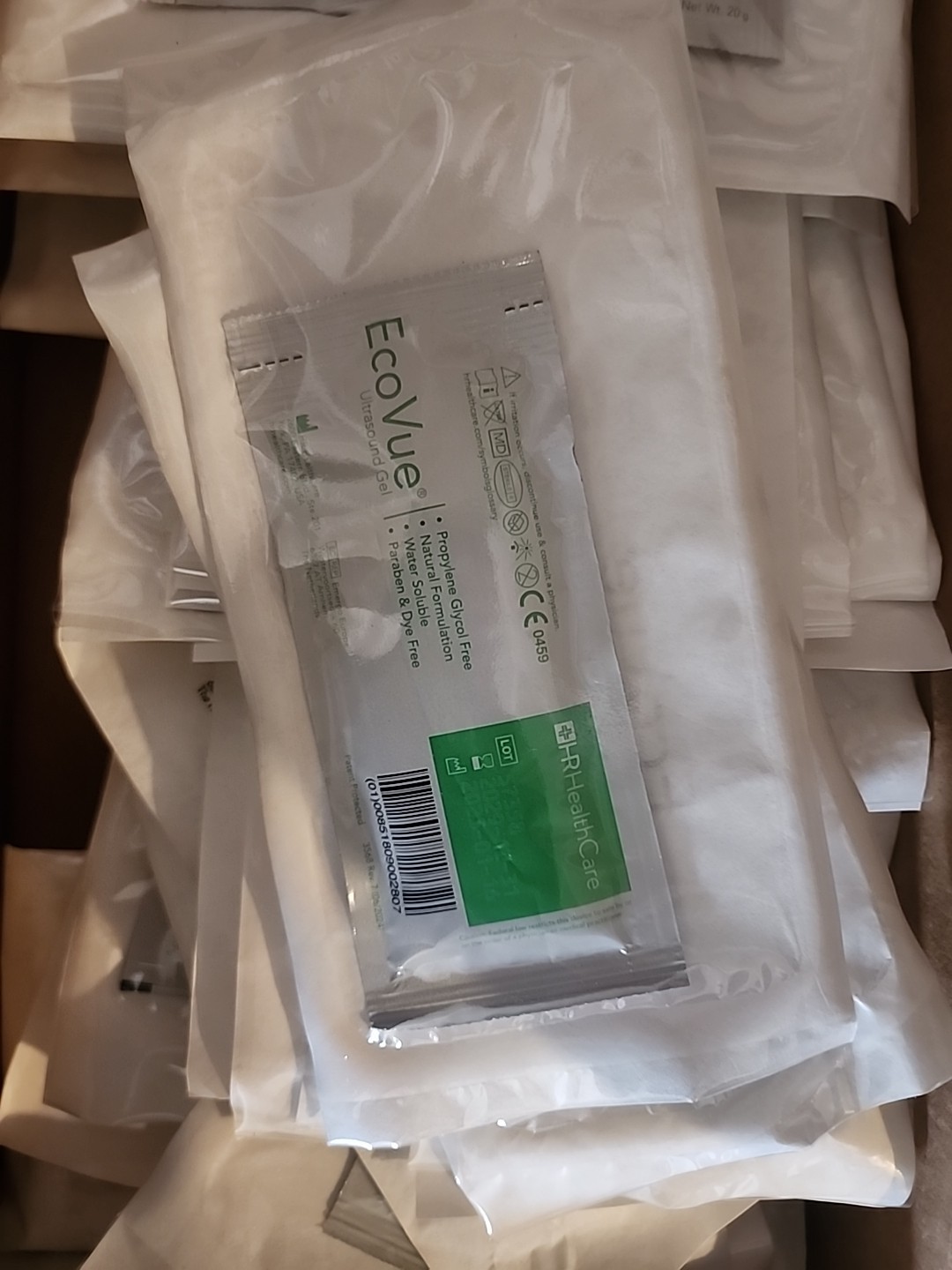 EcoVue 280 Safe Wrap Ultrasound Gel 20 Gram Sterile Packets EXP 2029 Lot of 48