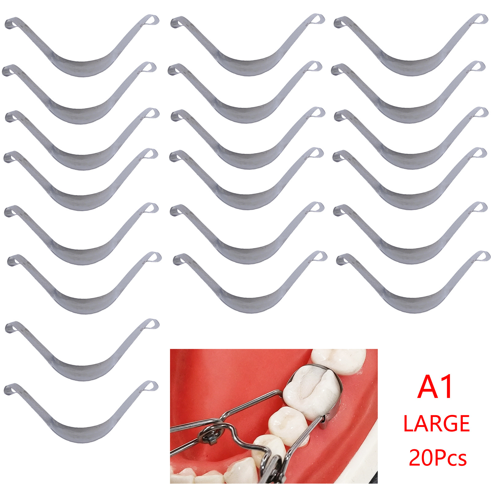 20Pcs/Pack Dental Saddle Contoured Metal Matrices Matrix Band