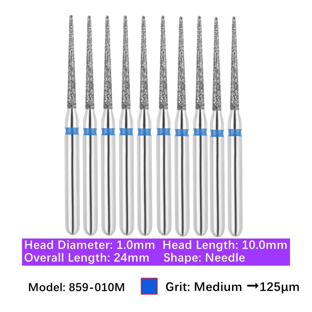 Vakker 10pc Dental Needle FG Diamond Bur 859-010M Medium Grit