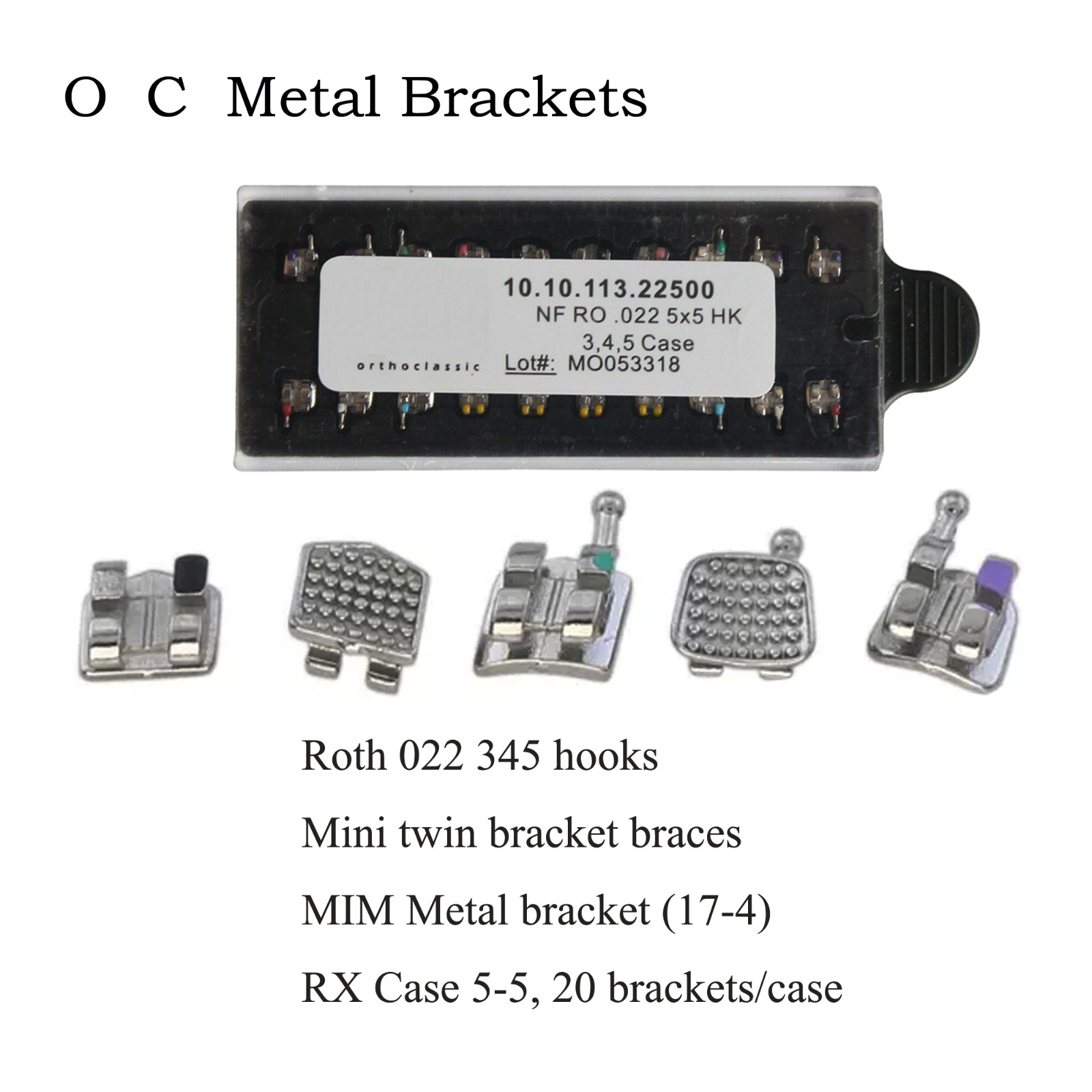 Dental Orthodontic Brackets Metal Brace MIM MINI Roth MBT 022 018 345 With Hooks