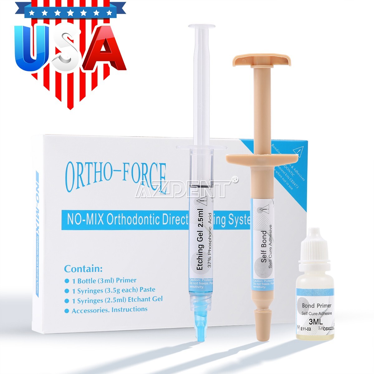 Dental Orthodontic Adhesive Light Cure Band Cement Shade Blue Glue Kit for Brace