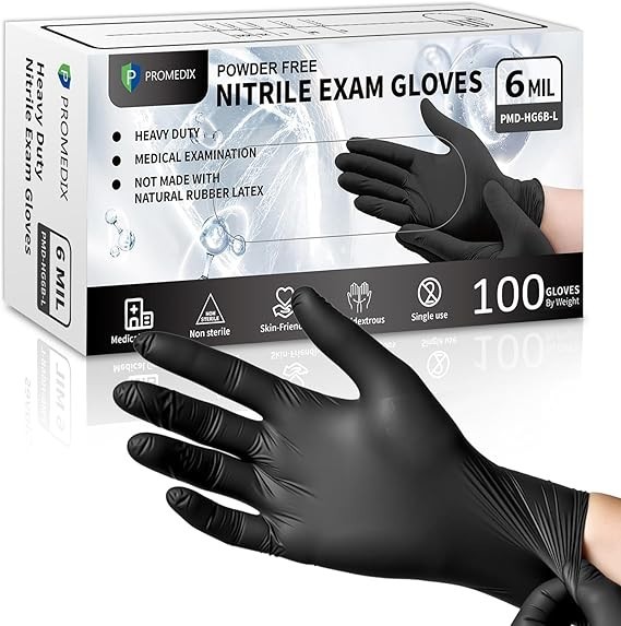Black Disposable Nitrile Gloves, 6Mil 100 Pcs Food Safe Cooking Gloves Latex …
