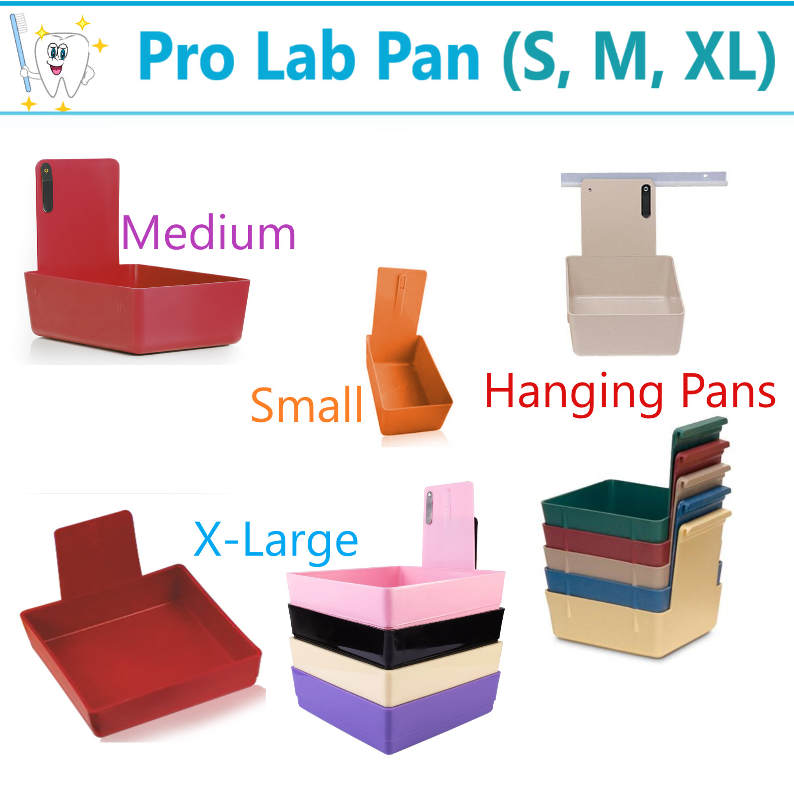 Dental Pro Lab Pan Hanging Lab Pan: Small, Medium, Large, Ortho Working Lab Pan