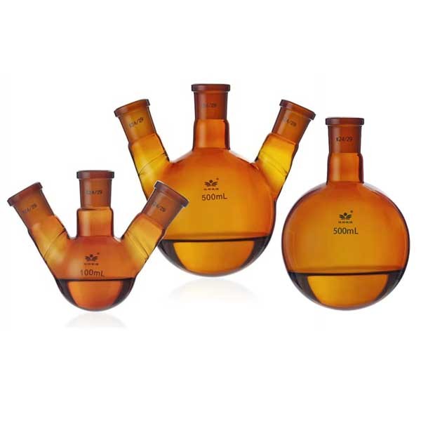 5ml – 1000ml Round Bottom Amber Boiling Flask with 1-4 Standard Necks Labware