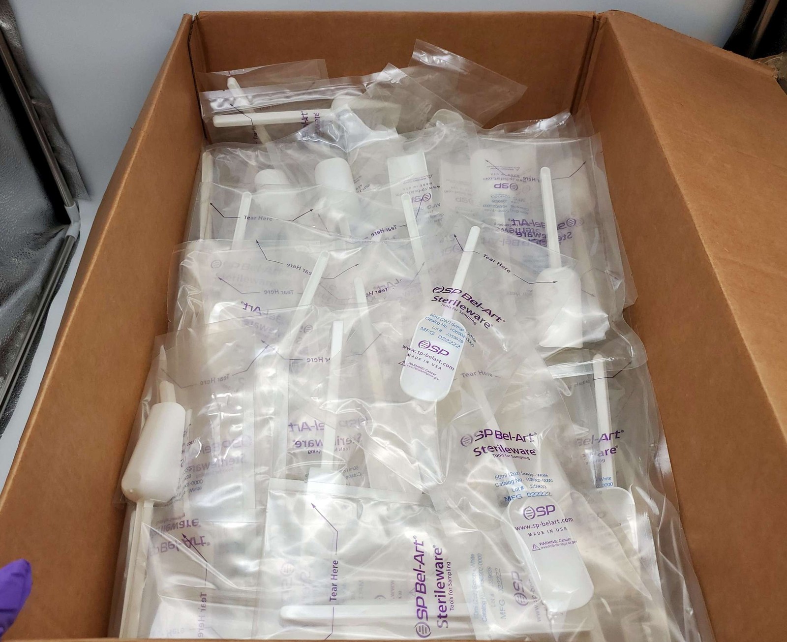 SP Bel-Art Sterile Sampling Scoops 60ML / 2 OZ Individually Wrapped Box of 100