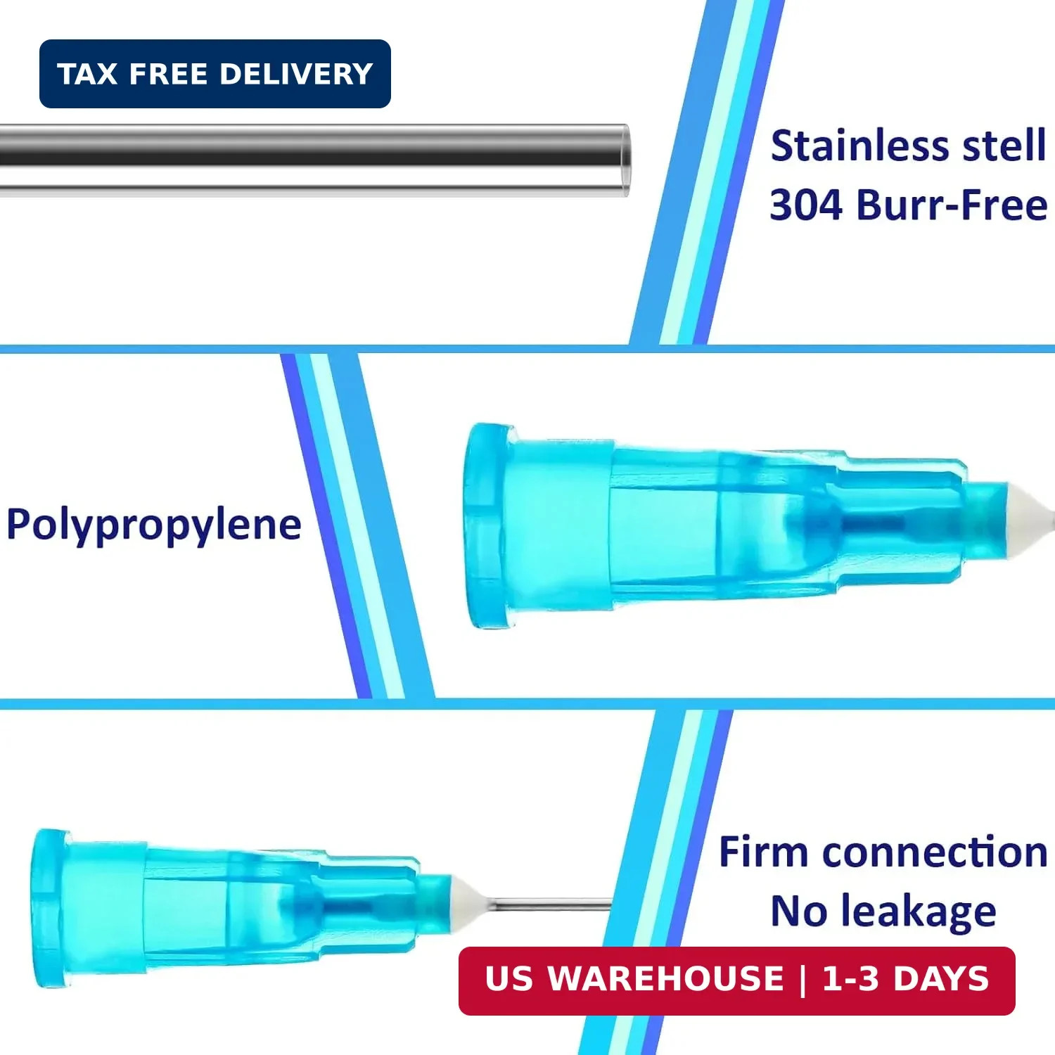 100 Pack 23 Ga 25mm 1IN Disposable Dispensing Needles for Scientific and Industr