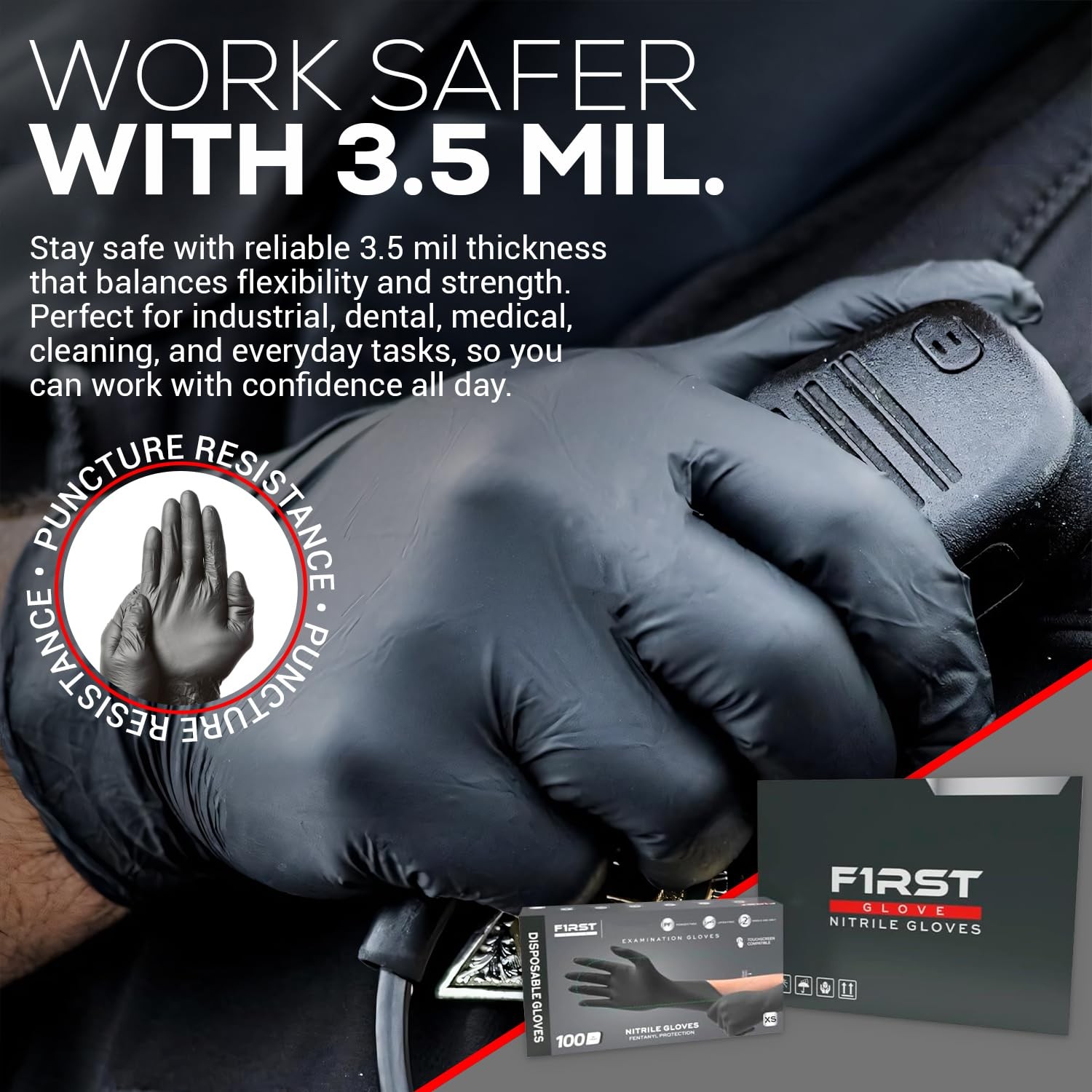 First Glove 3.5 Mil Black Nitrile – – Cleaning For