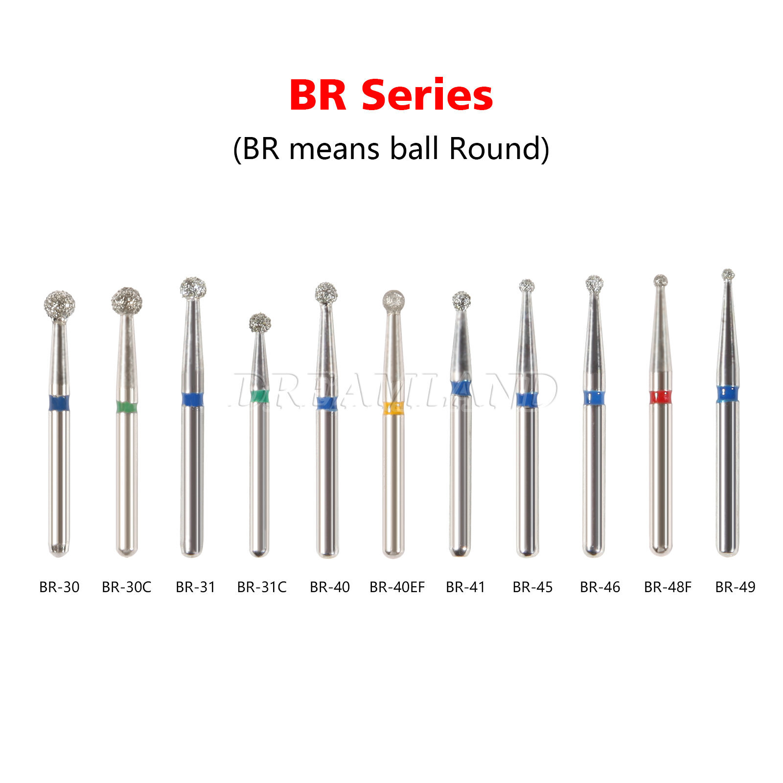 100Pcs 97 Types Dental Diamond Burs FG 1.6mm Drill for High Speed Handpiece