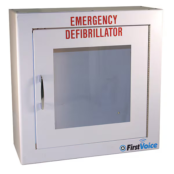First Voice Defibrillator Storage Cabinet,White TS147SM First Voice TS147SM