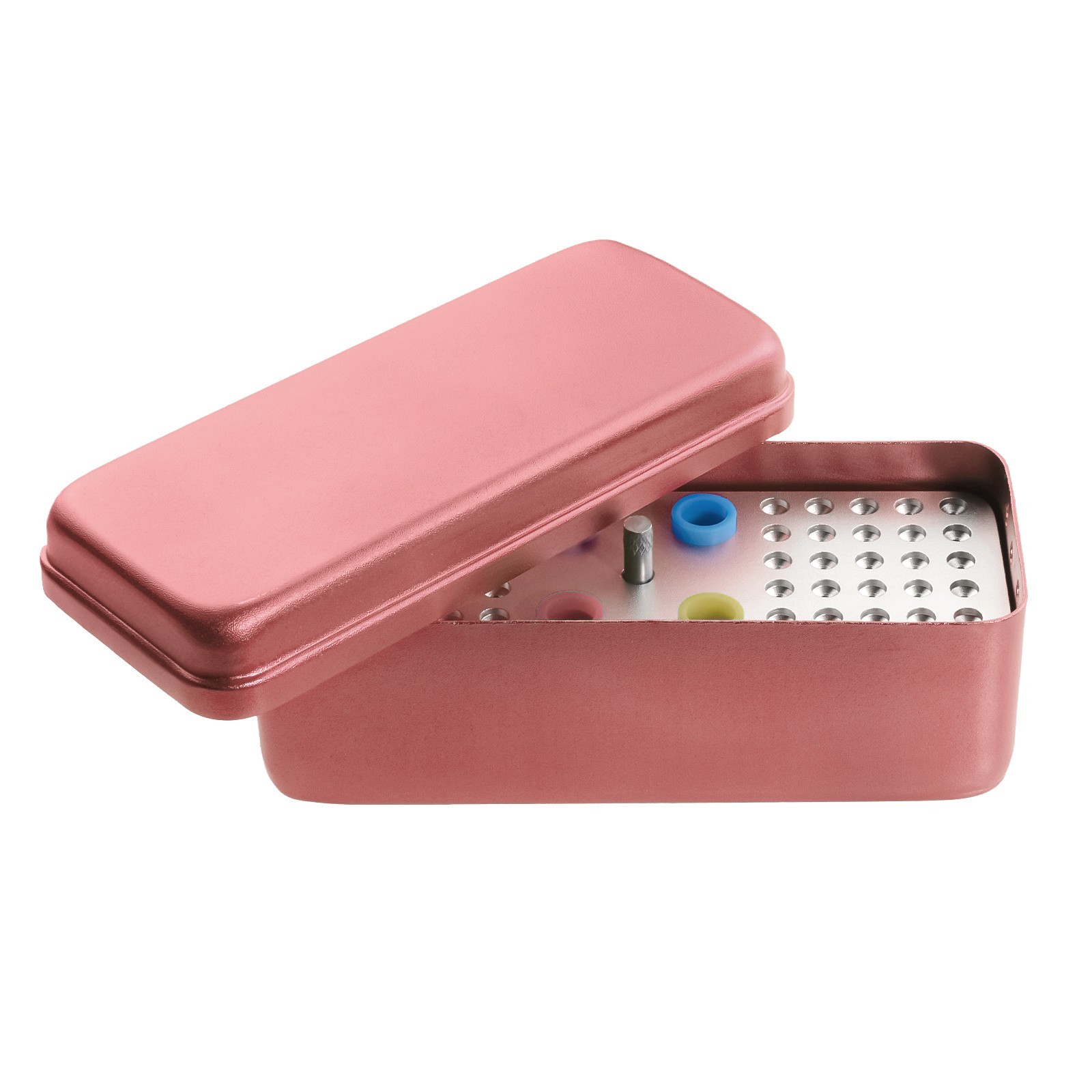 60 Holes Dental Disinfection Endo Files Holder Aluminum Box Autoclave Pink US