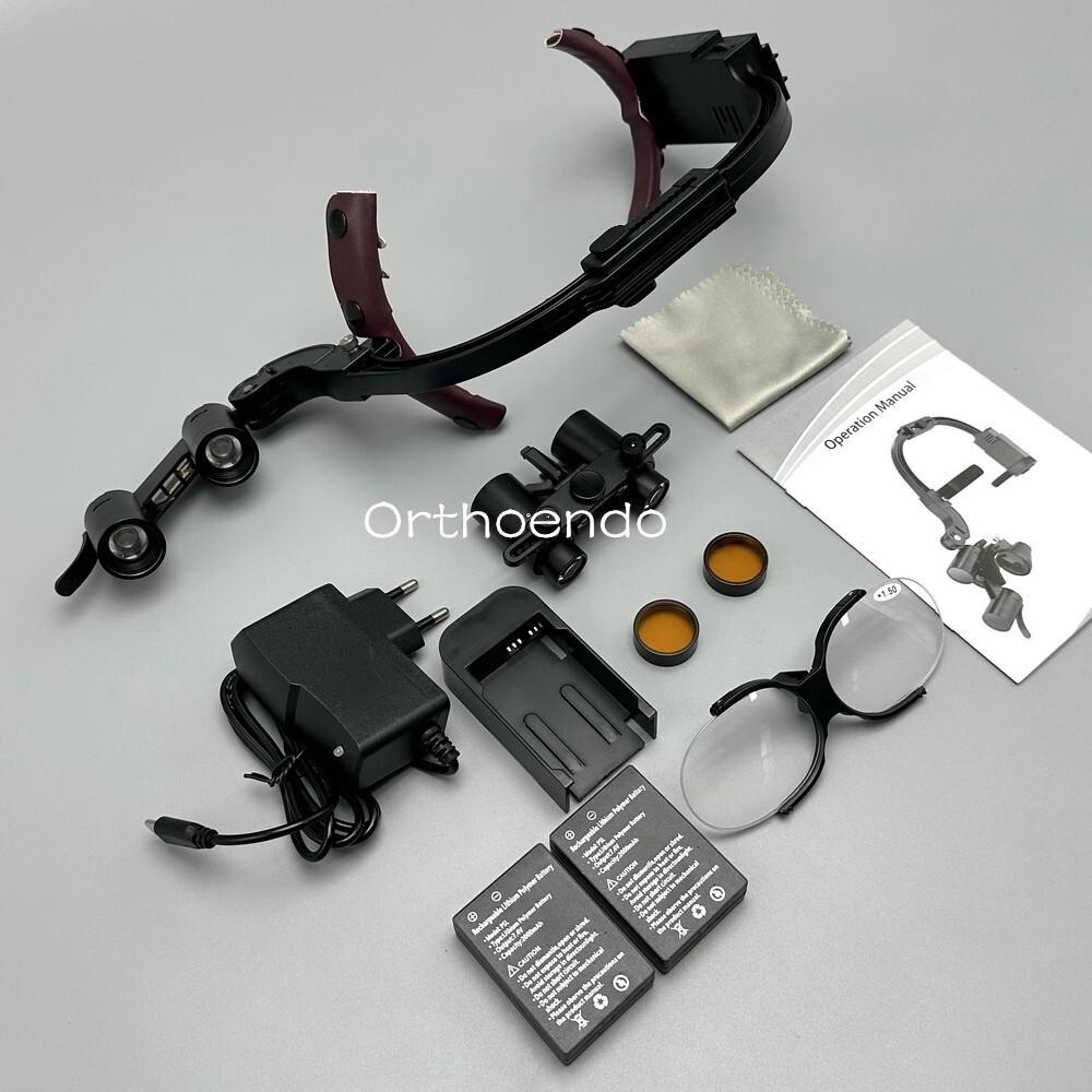 2.5/3.5x Dental Surgical Binocular Loupes Headband Magnifier LED Headlight US/EU