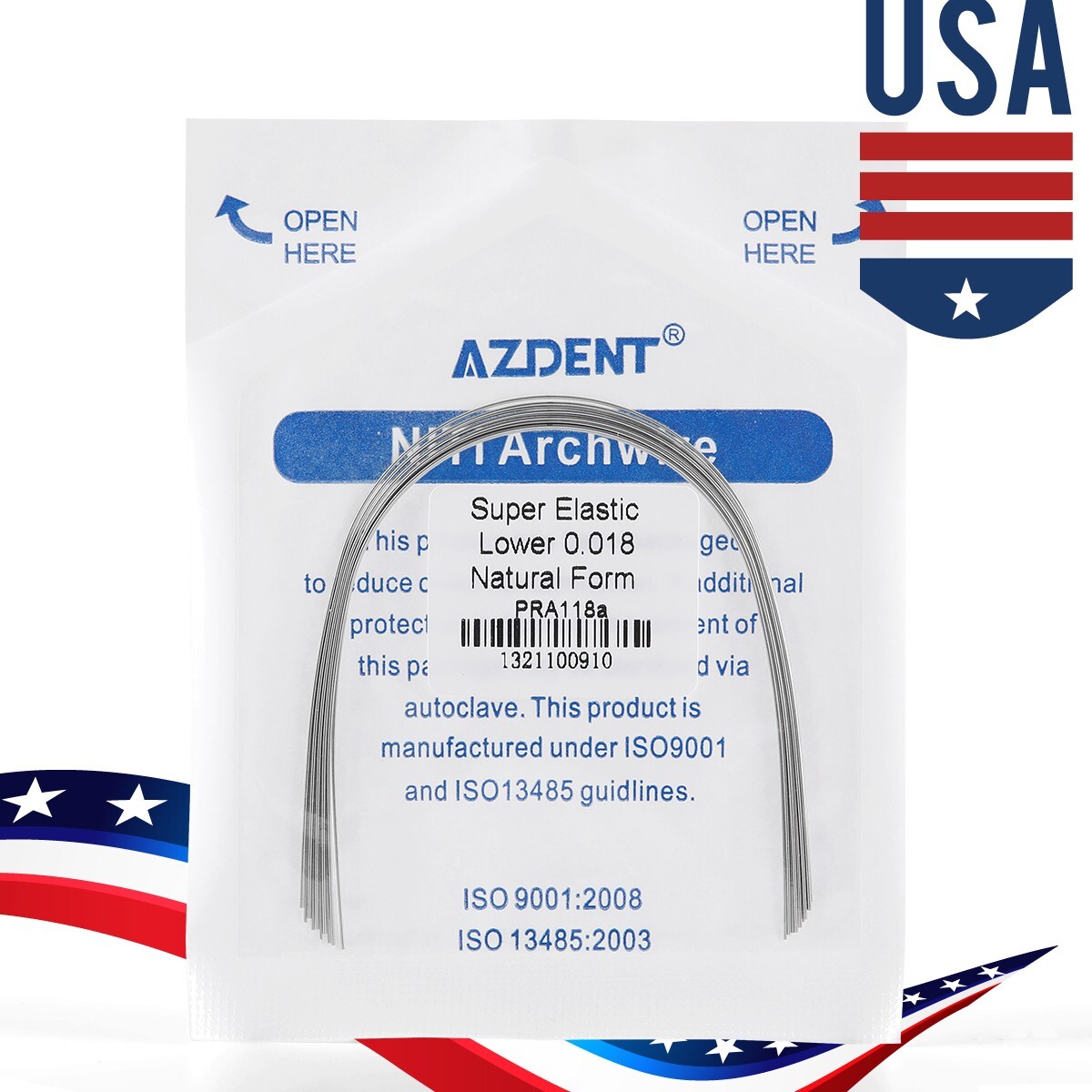 10pcs AZDENT Dental Orthodontic Elastic Niti Round Arch Wires Natural Form Round