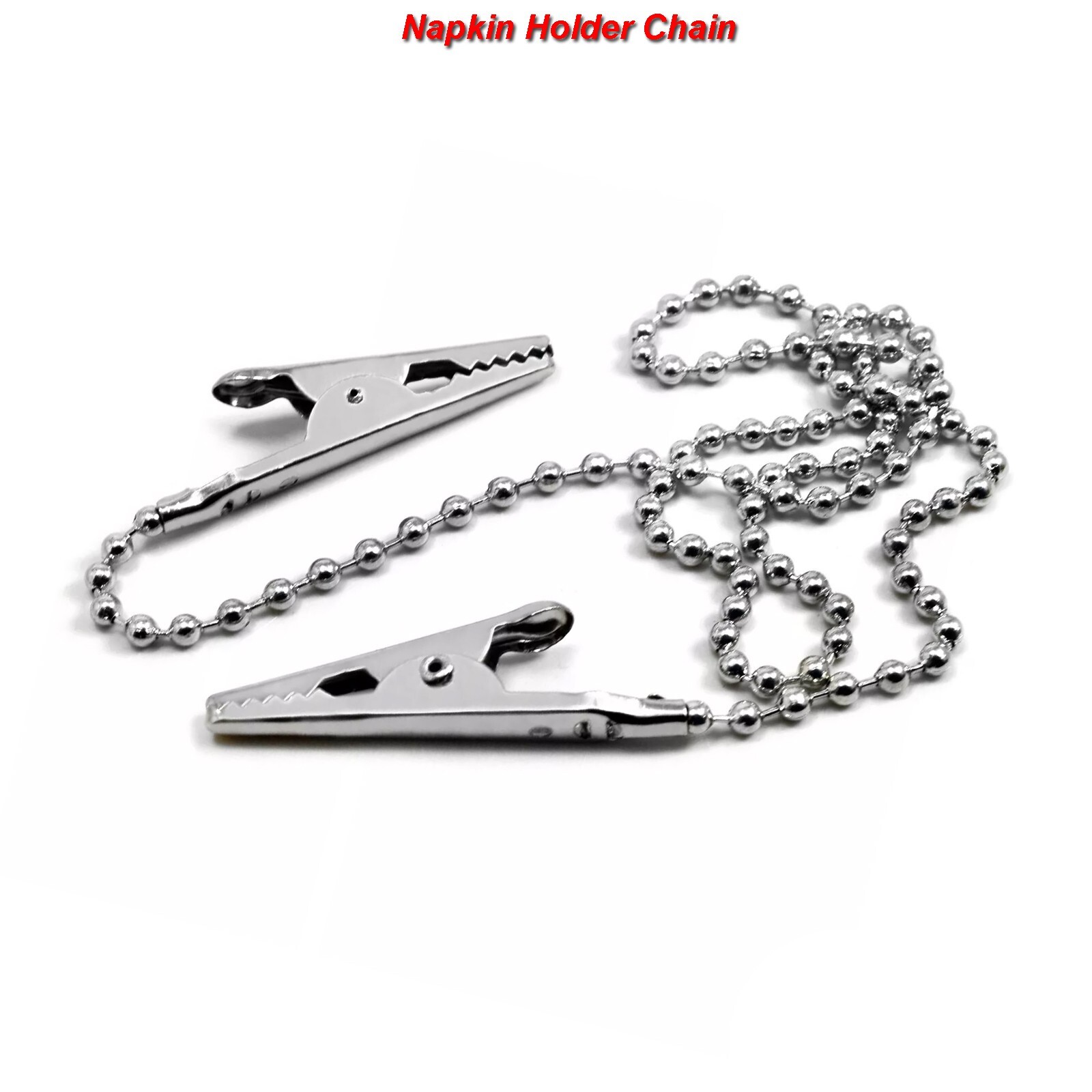 Dental Napkin Holder Chain Flexible Crocodile Bib Clips Metal Balls Dentist Lab