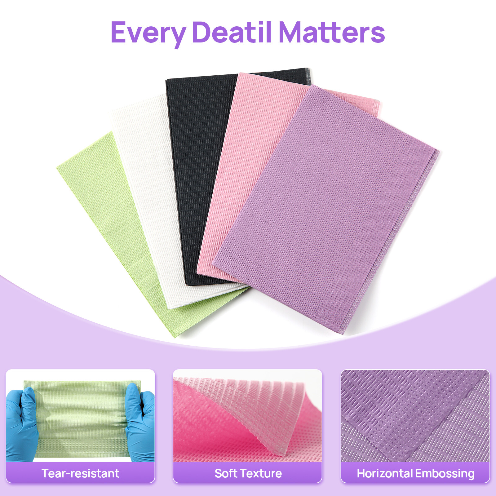 3Ply Dental Patient Bibs 50pcs Waterproof Bibs Medical Tattoo Towel Cover 13×18″