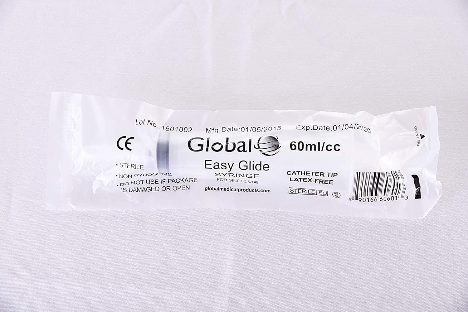Easy Glide 60ml / 60cc Catheter Tip Disposable Syringe with Covers (Pack of 50)