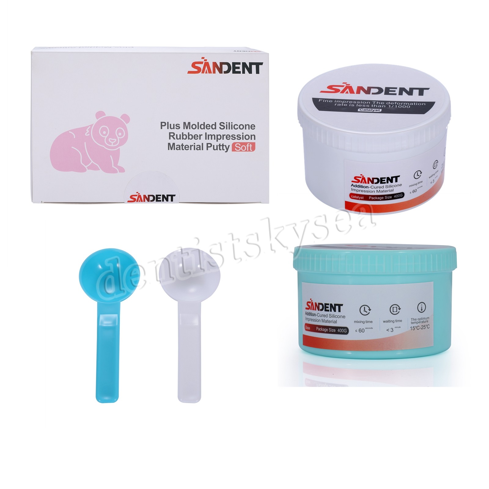 10Sets Dental Impression Putty Fast Set VPS 400g Base & 400g Catalyst Heavy Body