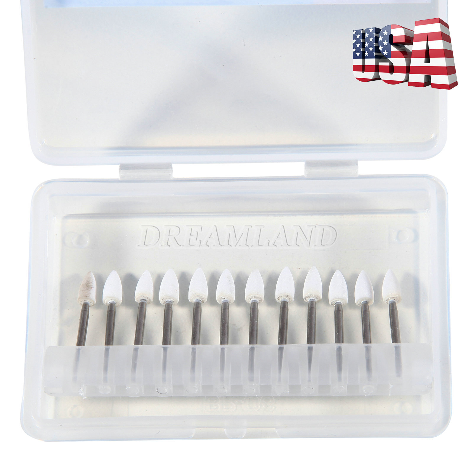 Dental White Polishing Stones – Flame FL2 FG – Arkansas Stone – Meta – 12 pieces