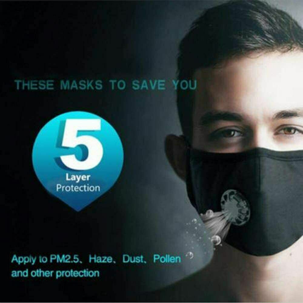 Unisex Reusable Soft Double Layer Washable Cotton Face Nose Mask with 12 Filters