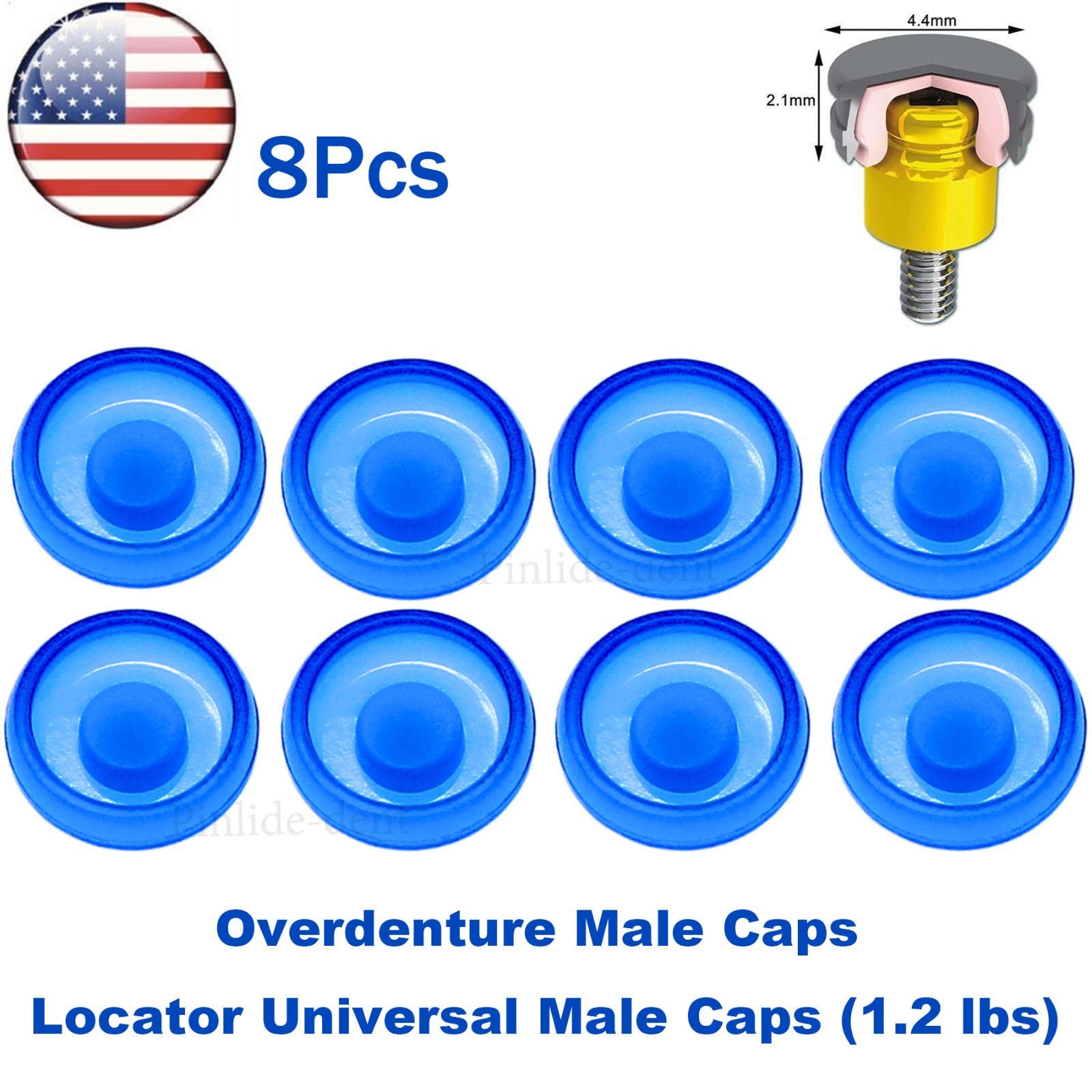 US 8Pcs Dental Overdenture Retention Caps For Implant Locator Abutment Inserts