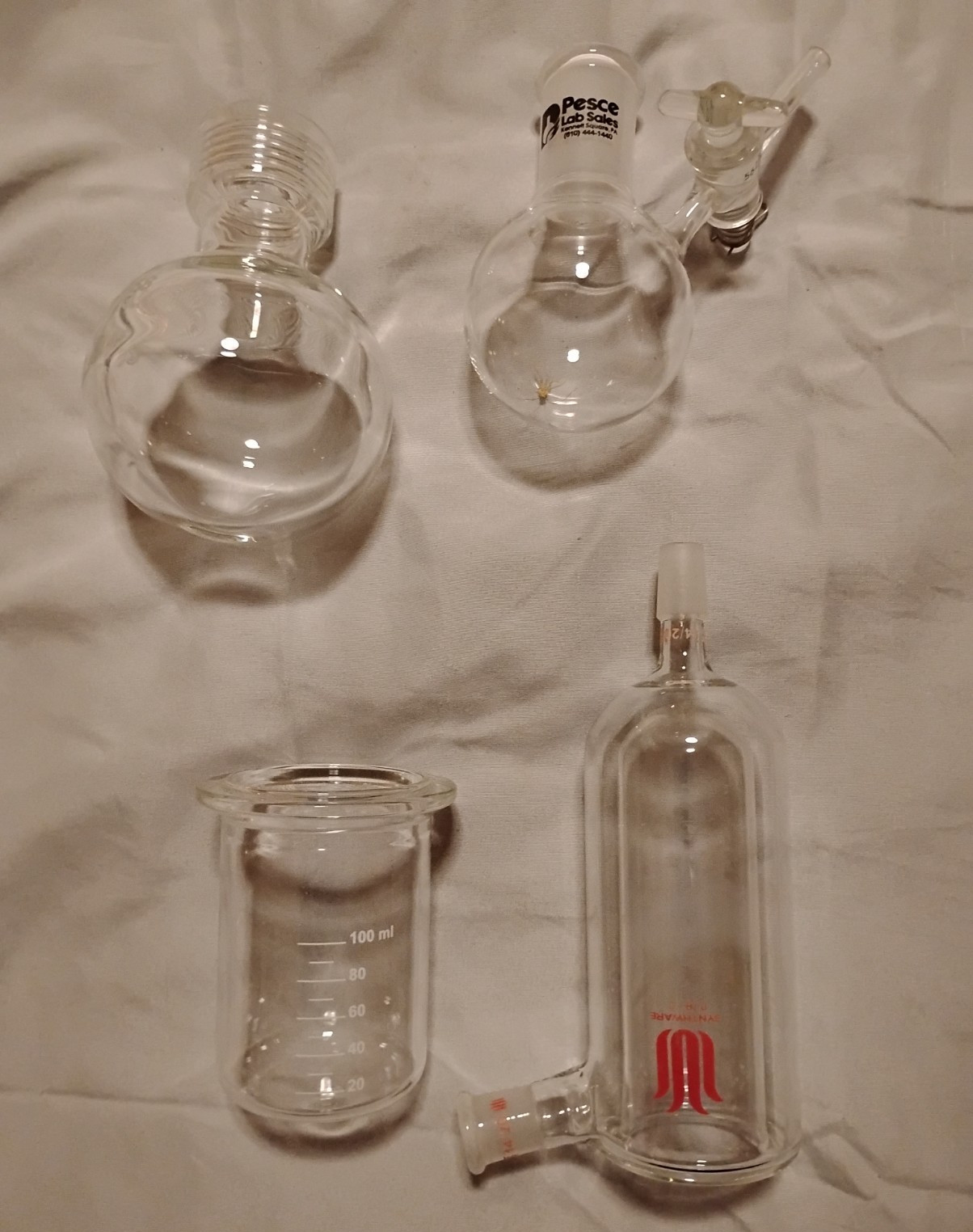 Pesce Lab Sales Buchner Filtering Flask Glass w/ Stopcock, Assorted Labware