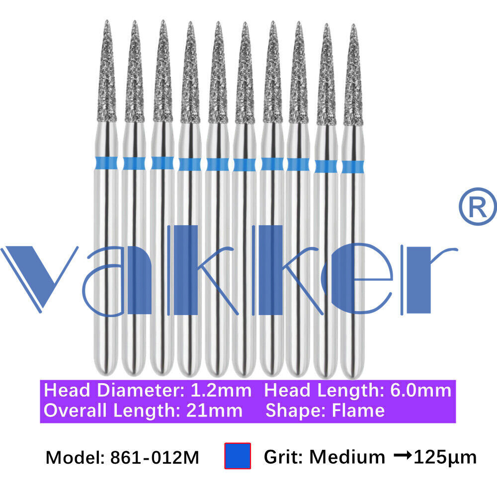 10pc Dental Diamond Burs for HighSpeed Handpiece Medium Super Fine Friction Grip