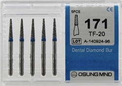 Dental Diamond Burs, Standard Grit Multi-Use, 5 Pcs/Pk [171TF-20]