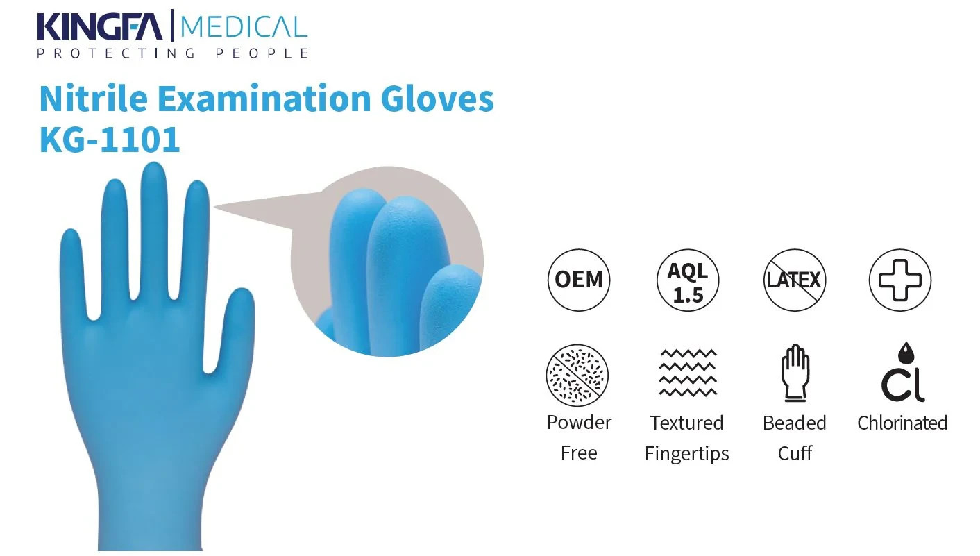 KingFa Nitrile Examination Gloves Powder Free ASTM D6319-19 200pc, 500pc, 1000pc