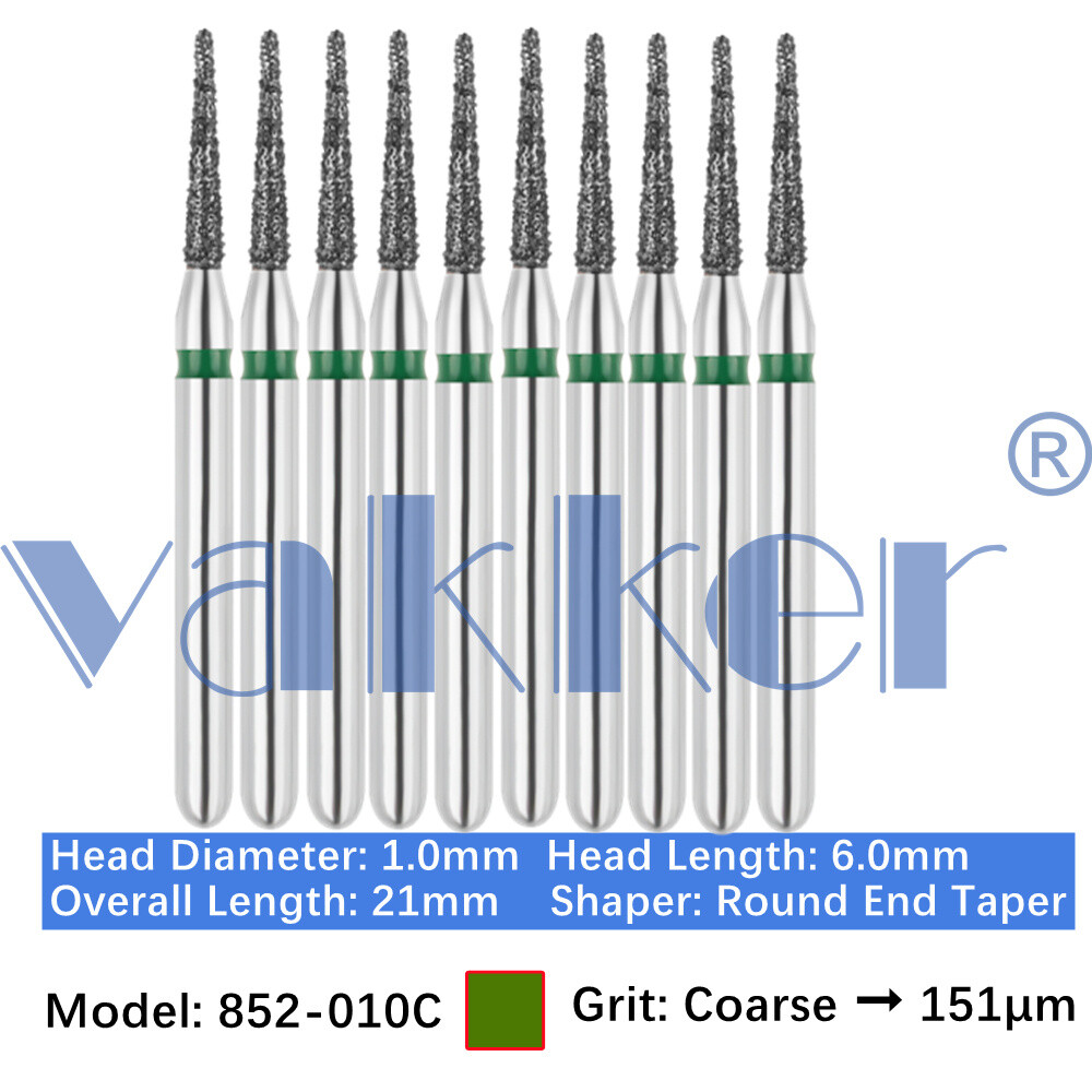 10pc Diamond Bur Shape X-Mas Tree Round End Taper Burs Fine Medium Coarse