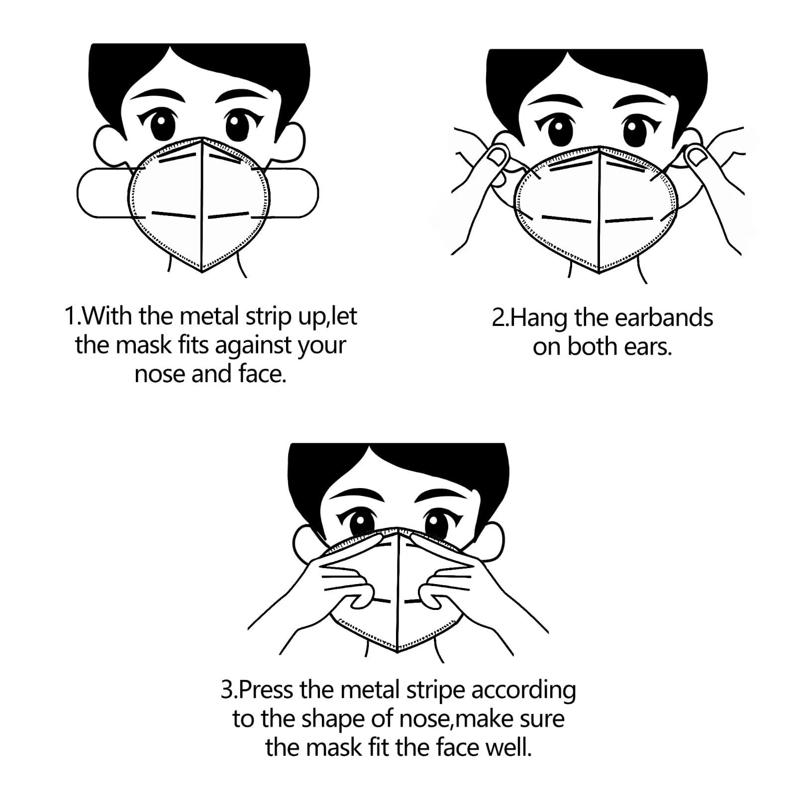 50PCS KN95 Face Masks Breathable Disposable Mask 5 Layer Cup Dust Safety Filt…