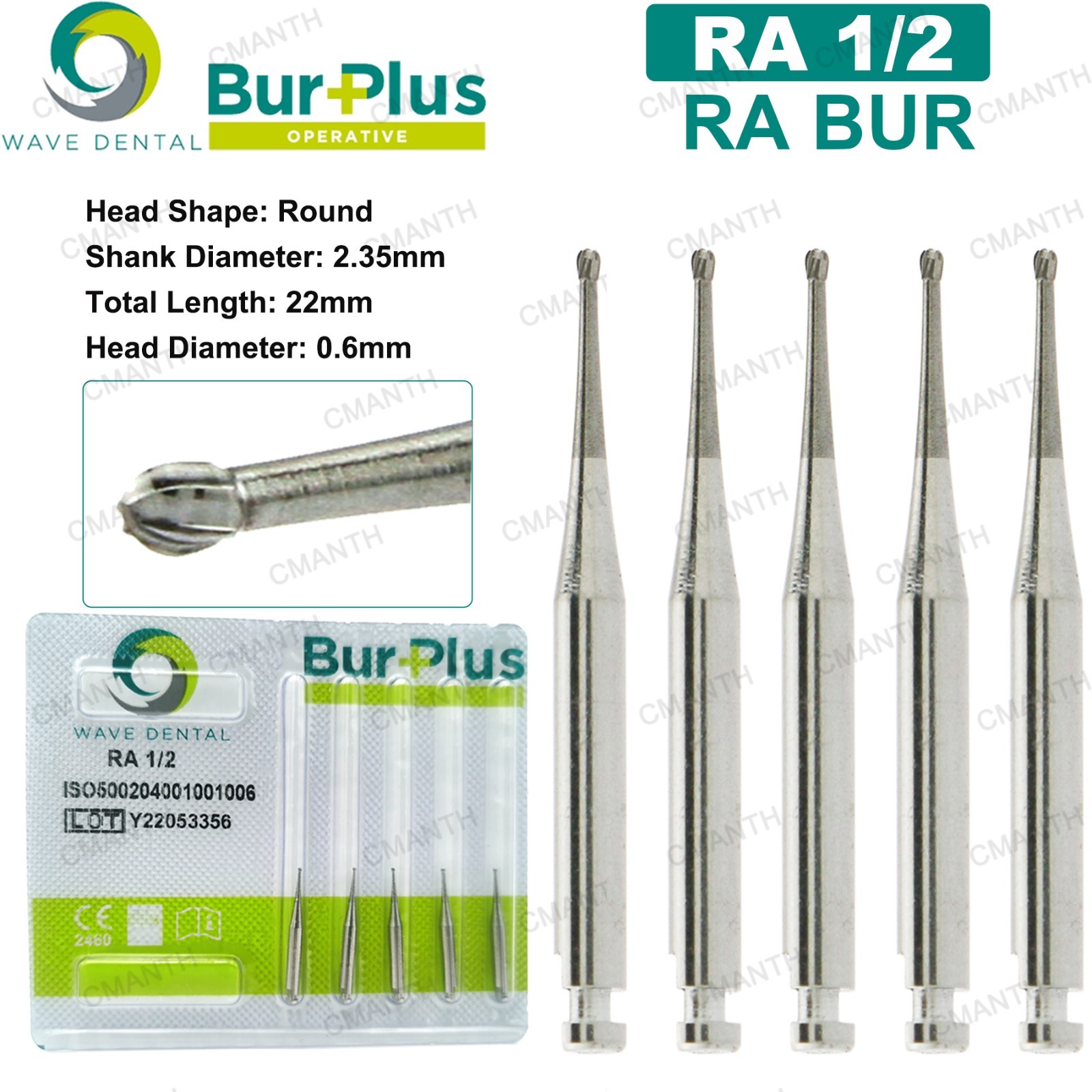 WAVE Tungsten Carbide Burs Dental Round Latch Carbide Bur RA 1-10 For Slow Speed