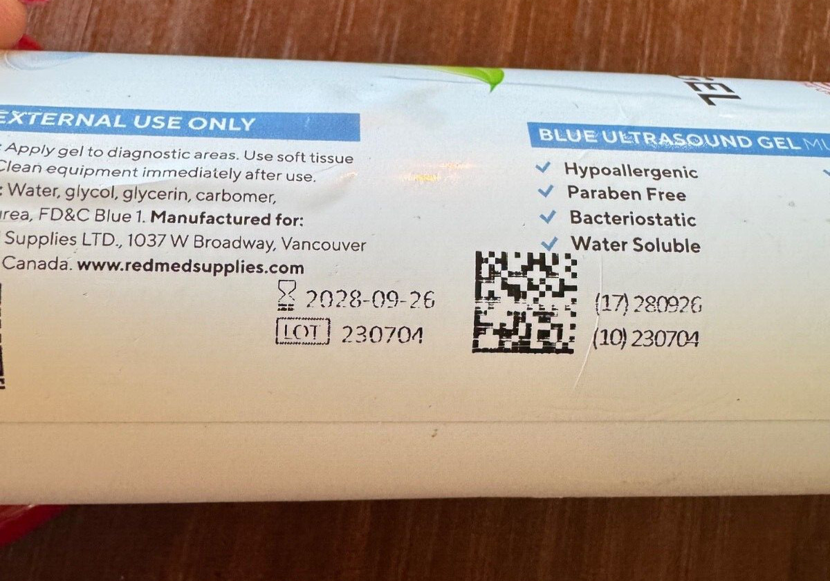 1 Bottle 250 ml RED Conductive Ultrasound Gel Medium Viscosity Blue – NEW