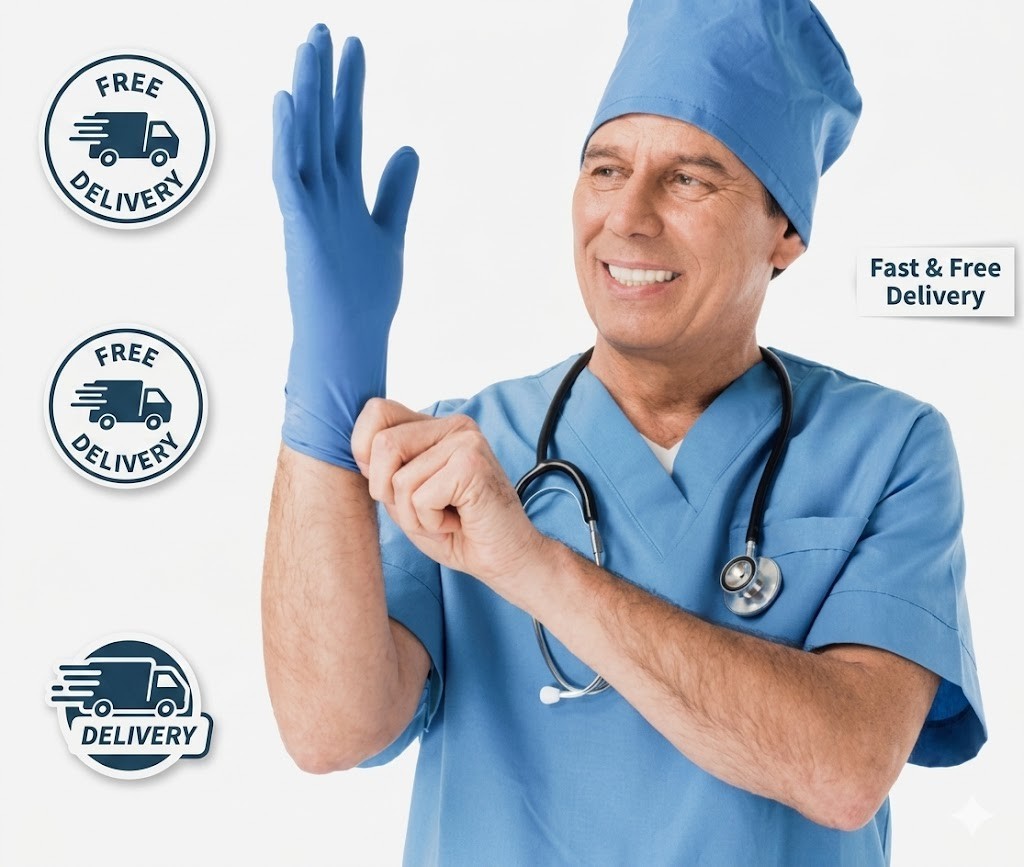 Kingfa Blue Nitrile Medical Gloves Powder & Latex Free Disposable 3 mil