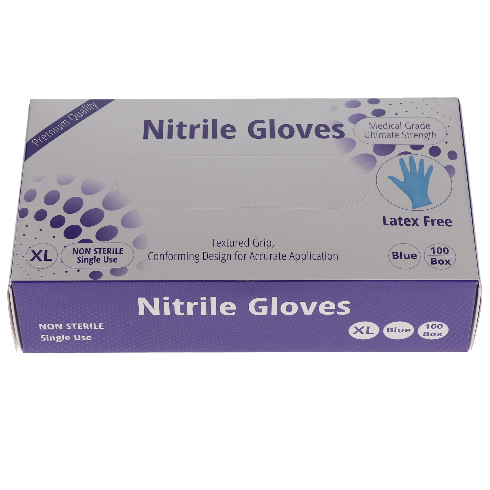House Brand Dentistry 119134 Nitrile Exam Gloves PF Textured Blue 100/Bx X-Large