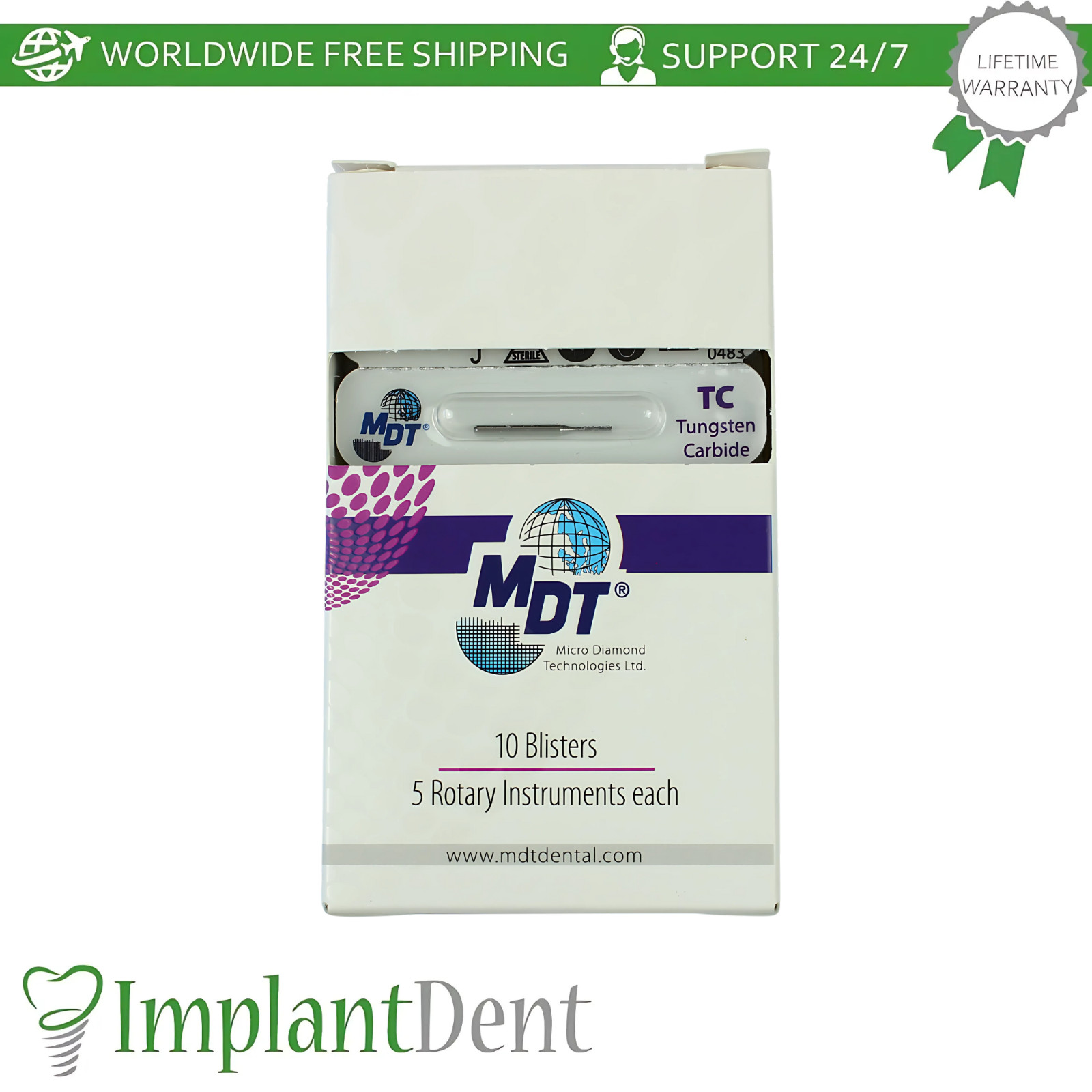MDT Dental Straight Fissure Flat Cross Cut FG Carbide Burs Restorative Procedure
