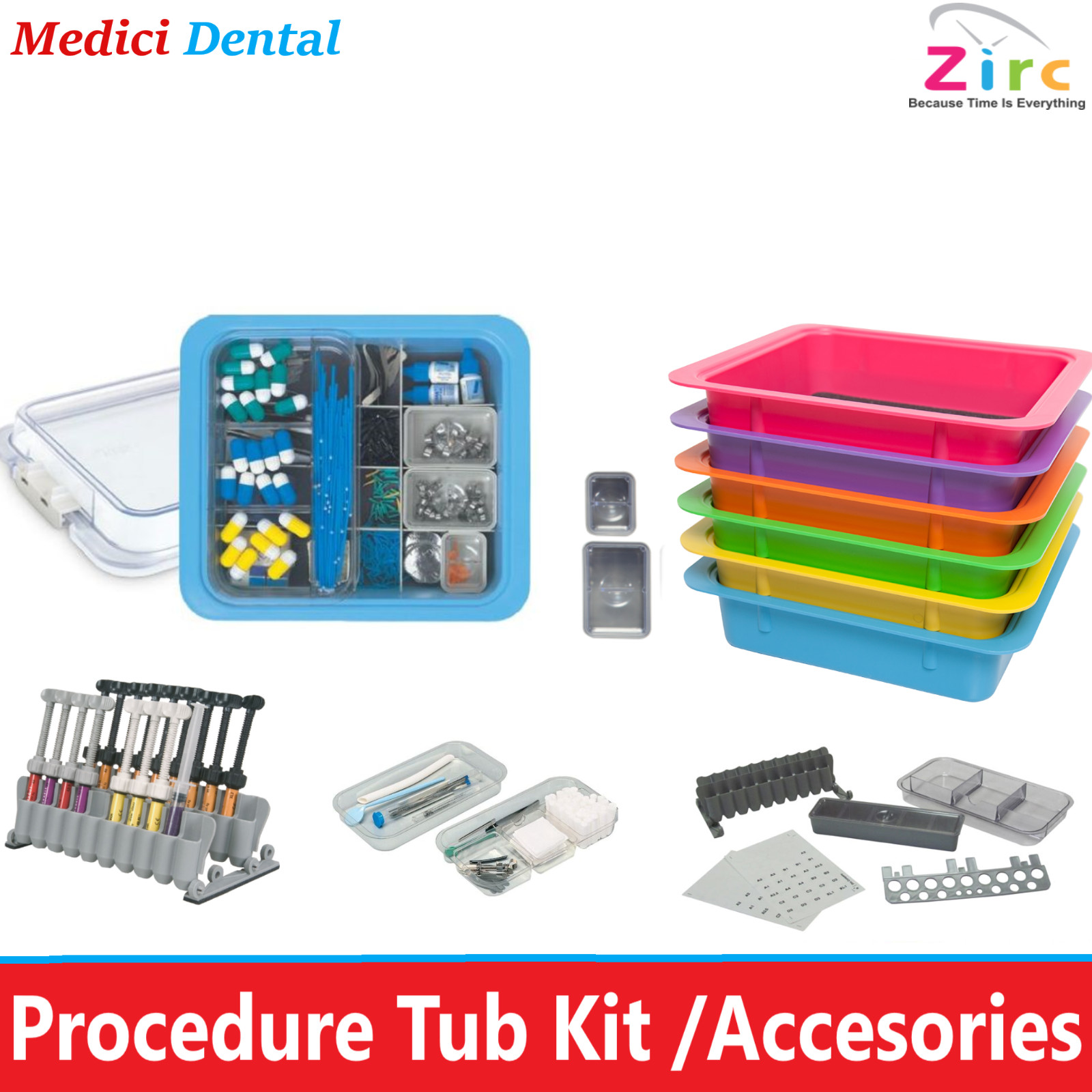 Dental Procedure Tub, Safe-Loc Tall Tub Cover, Clear, Multi-Mod Tray Racks, Zirc