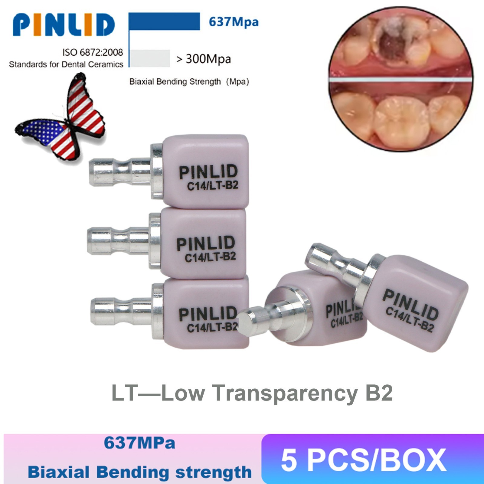 Dental Lithium Disilicate Glass Ceramic Block C14 HT/LT CADCAM Inlay Onlay Crown