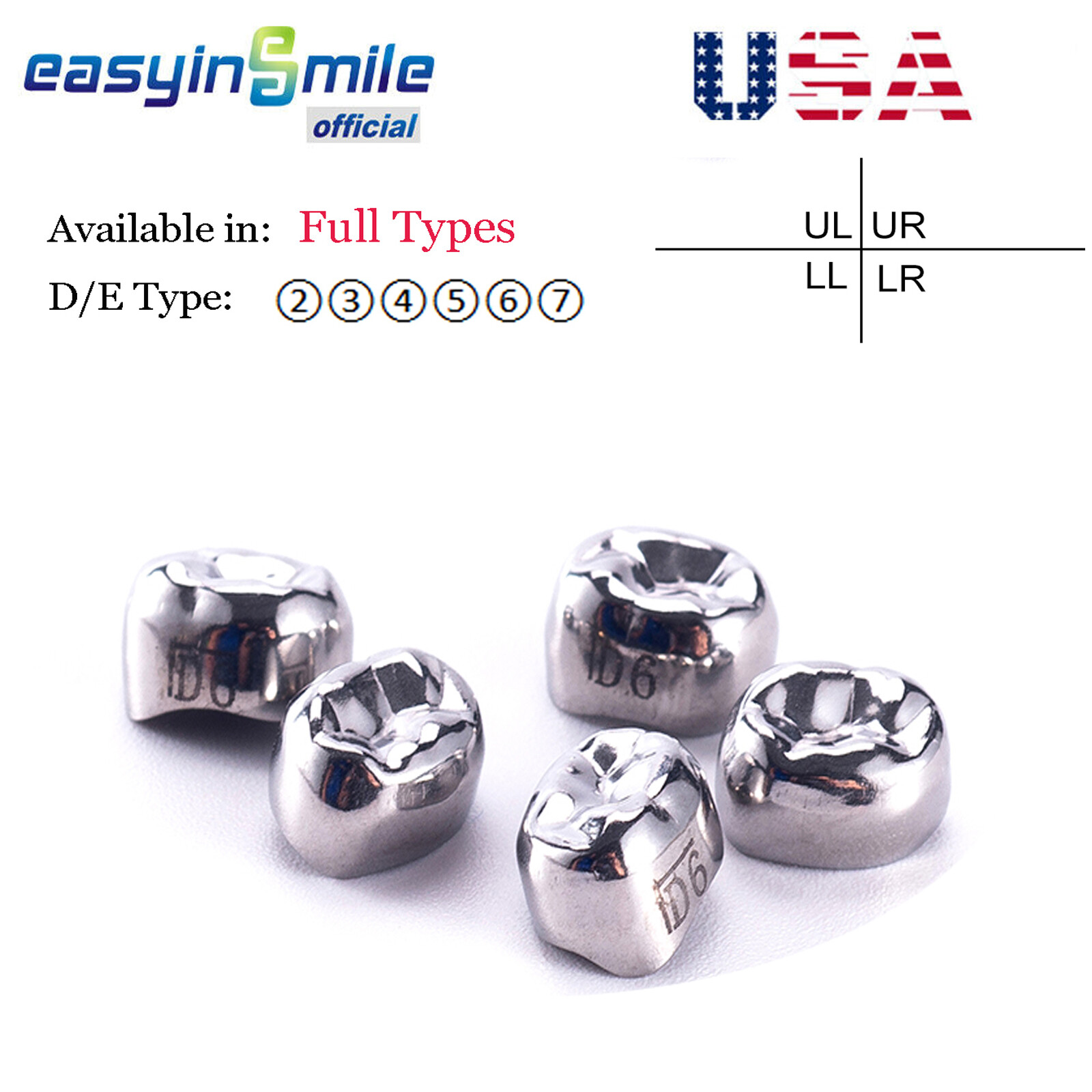 5Pcs Dental Crown for Kids Temparary Pedo Molar Primary Crown Stainless Steel
