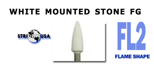 White Mounted Stone Bur FG FL2 (12 per box) Mounted Abrasion Point