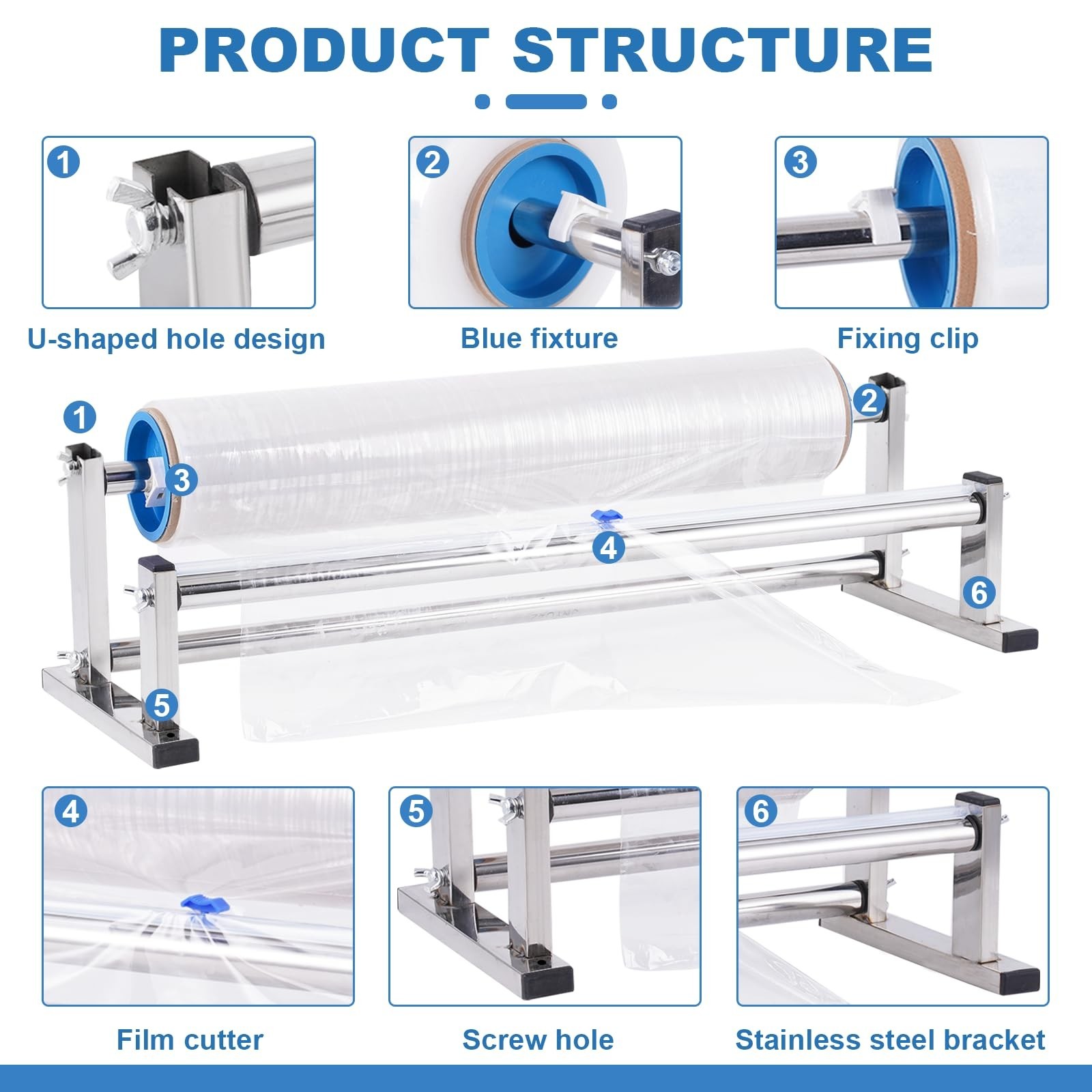 21.65″ Manual Table Stretch Film Dispenser Wrapping Machine | Stainless Steel…