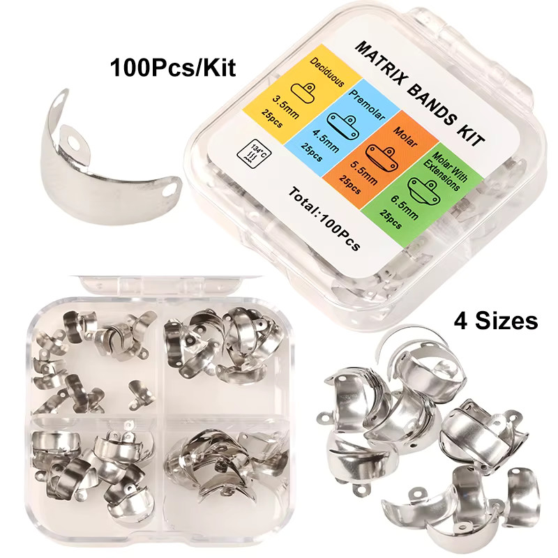 50Pcs Dental Matrix Bands Palodent V3 Style Sectional Contoured Matrices 16 Size